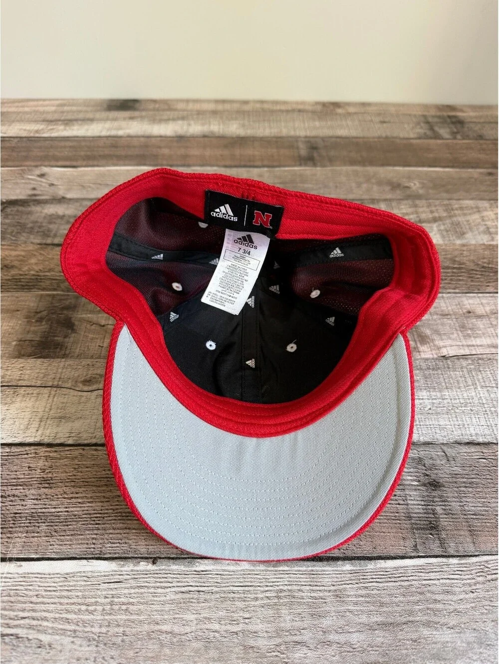 Nebraska Cornhuskers Red Adidas Fitted Hat Size 7 3/4